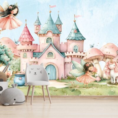 Fototapeta wróżki w bajkowej krainie na tle zamku
