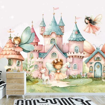 Fototapeta wróżki w magicznym świecie domki z grzybów