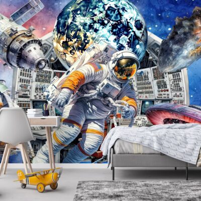 Fototapeta dla dzieci kosmos planety gwiazdy satelity ufo