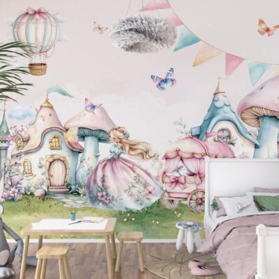 Fototapeta księżniczka i baśniowy świat z motylami