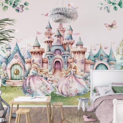 Fototapeta księżniczki na tle pięknego zameku oraz natury